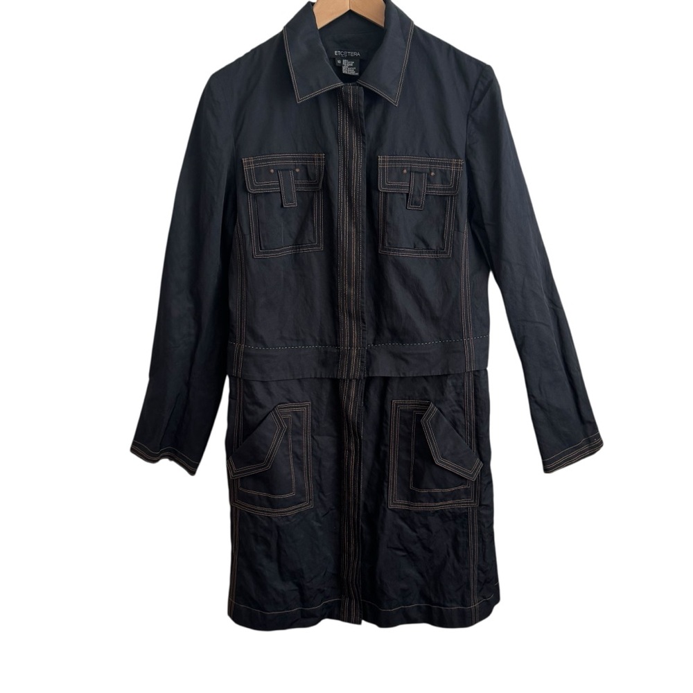 Long Black Coat Convertible Zip Away Trench Coat Women’s Size 10